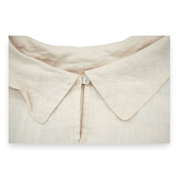 NWT Puro Lino Dress Women 3X Linen Shift Italy Work Party Dots‎ Beige Sleeveless - Picture 4 of 10